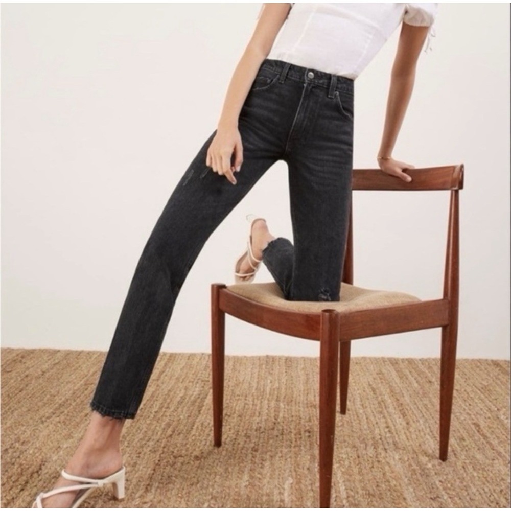 REFORMATION Women's Julia High Cigarette Jeans Size 27 Black Pacific Wash *READ*